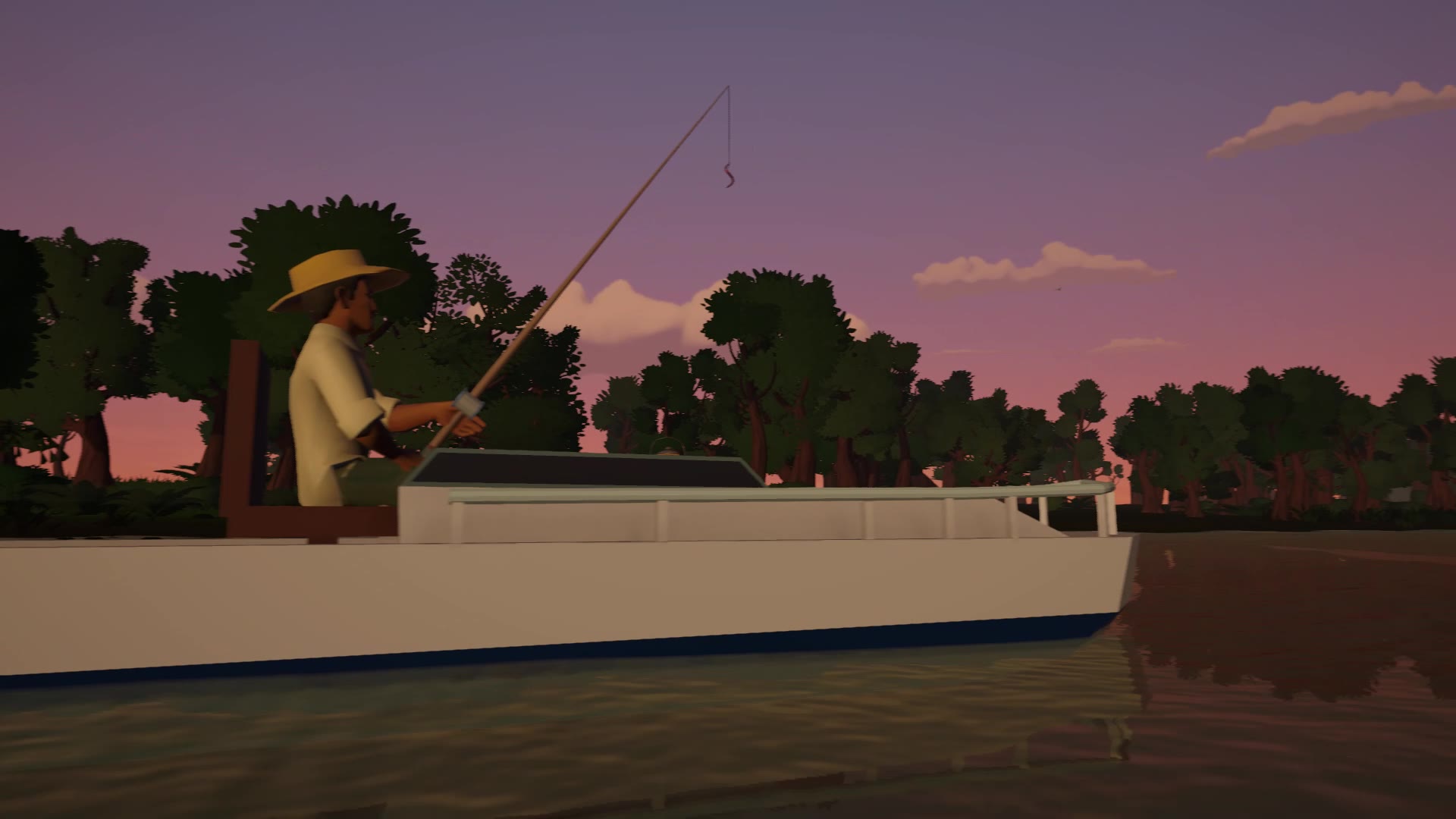 O pescador no barco ao amanhecer, no Rio Cuiabá