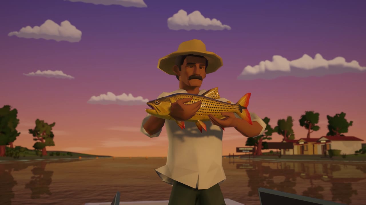 Dourado erguido pelo pescador ao fim da tarde