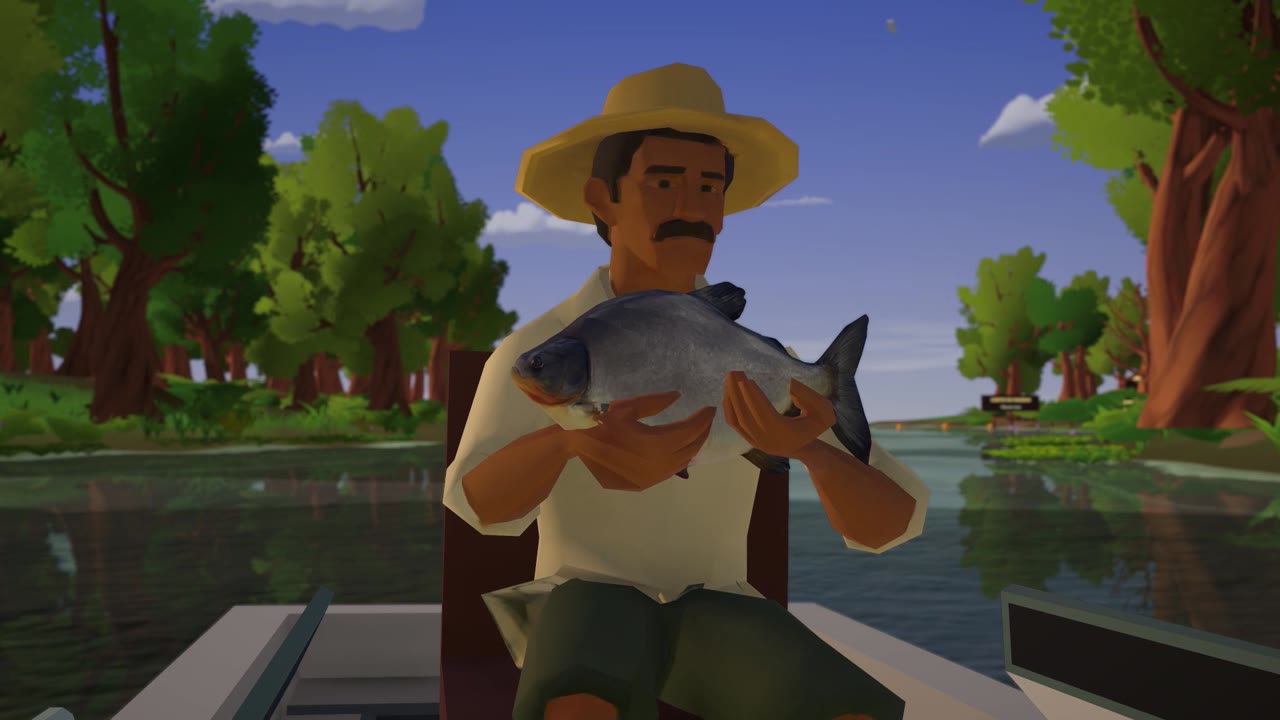 Pacu em destaque na mão do pescador, no Rio Mutum